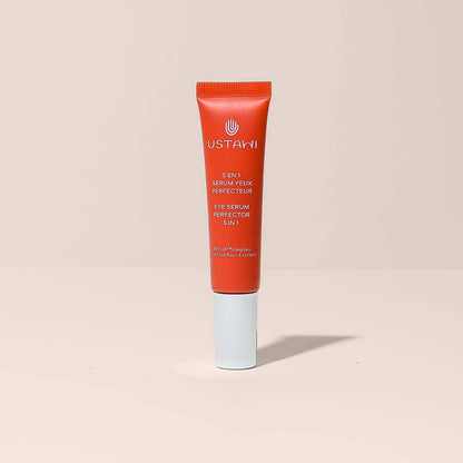 Product close-up of USTAWI 5-in-1 Eye Serum Perfector displayed on a neutral background